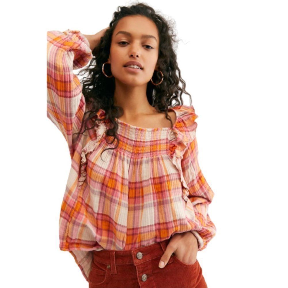 🆕Free People We the Free Siena Plaid Pullover - Picture 2 of 8